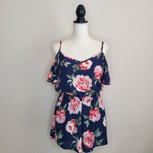 Scobe Blue Floral Romper Medium